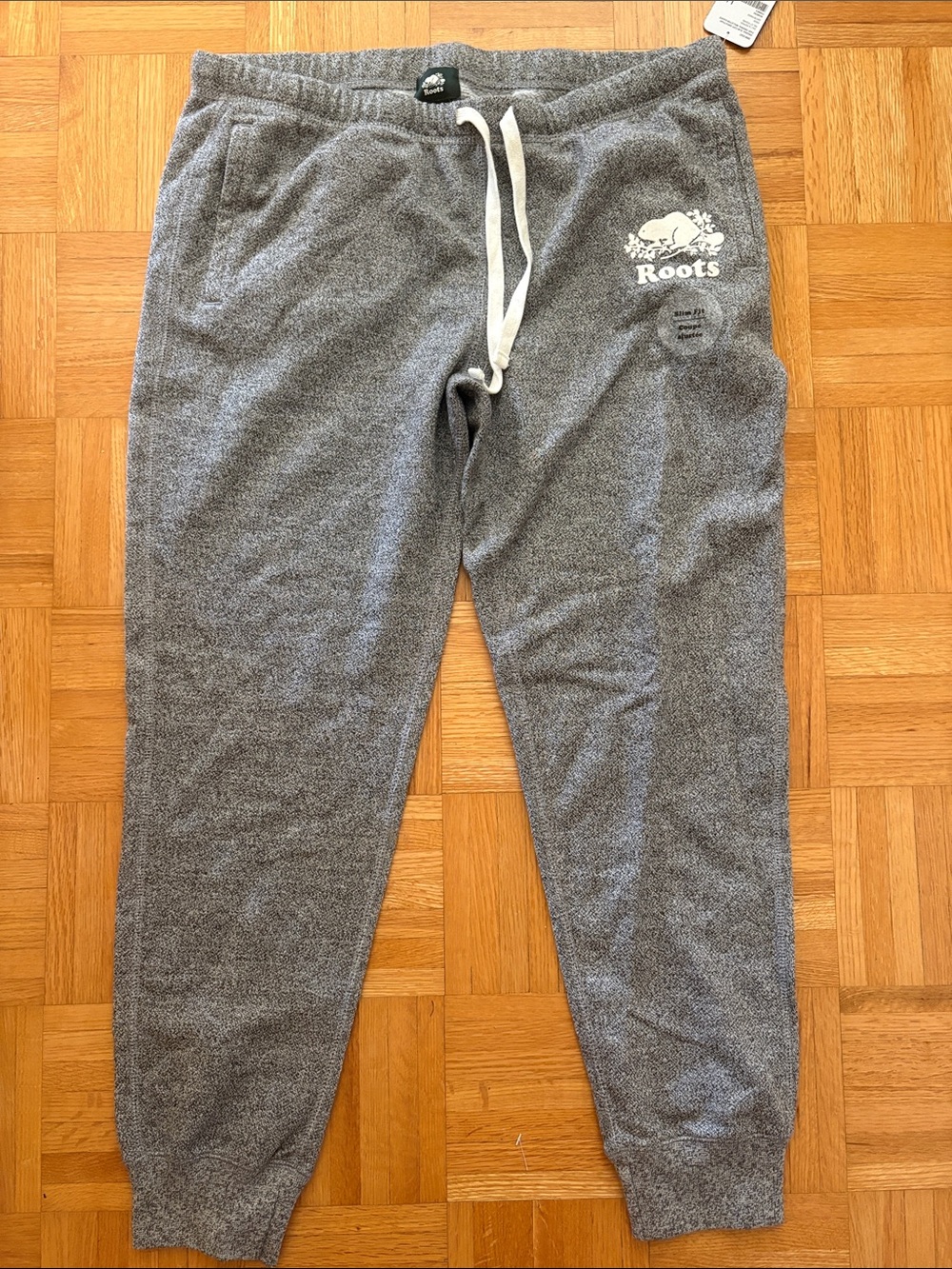 Roots Gray Jogger Sweatpants with White Logo - Picture 3 of 3